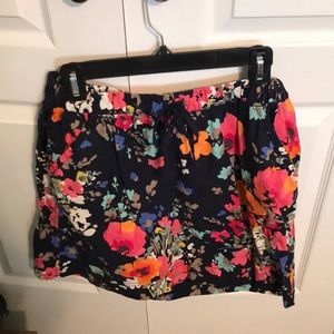 Merona Navy Blue and Floral Print Skirt